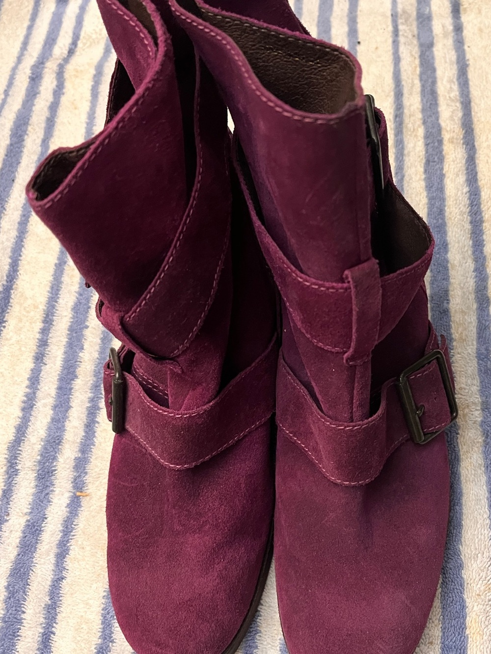 Pour La Victoire Plum Suede Buckle Booties